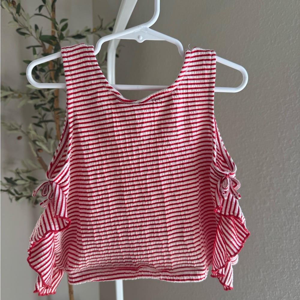 Zara Red and White Striped Kids Tank Top